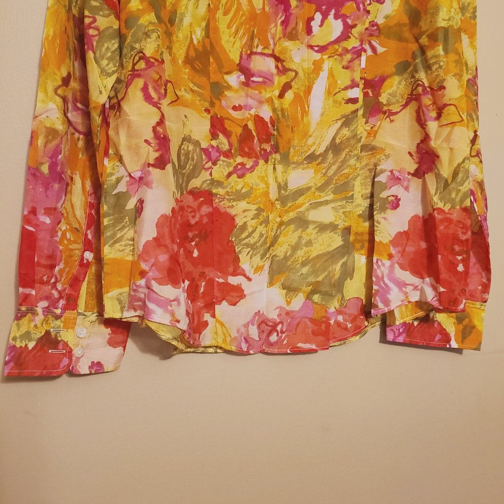 J. Crew Factory | Women's Floral Print The Perfect Button-Down Shirt (Size XL) - Picture 10 of 11